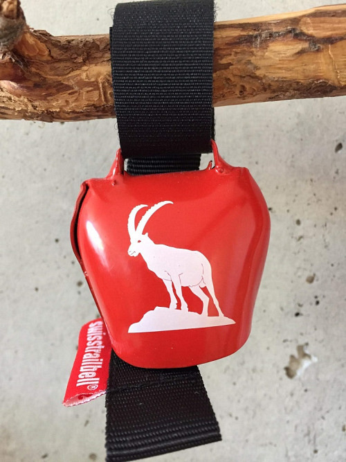 swisstrailbell Bikeglocke rot Steinbock weiss Band rot